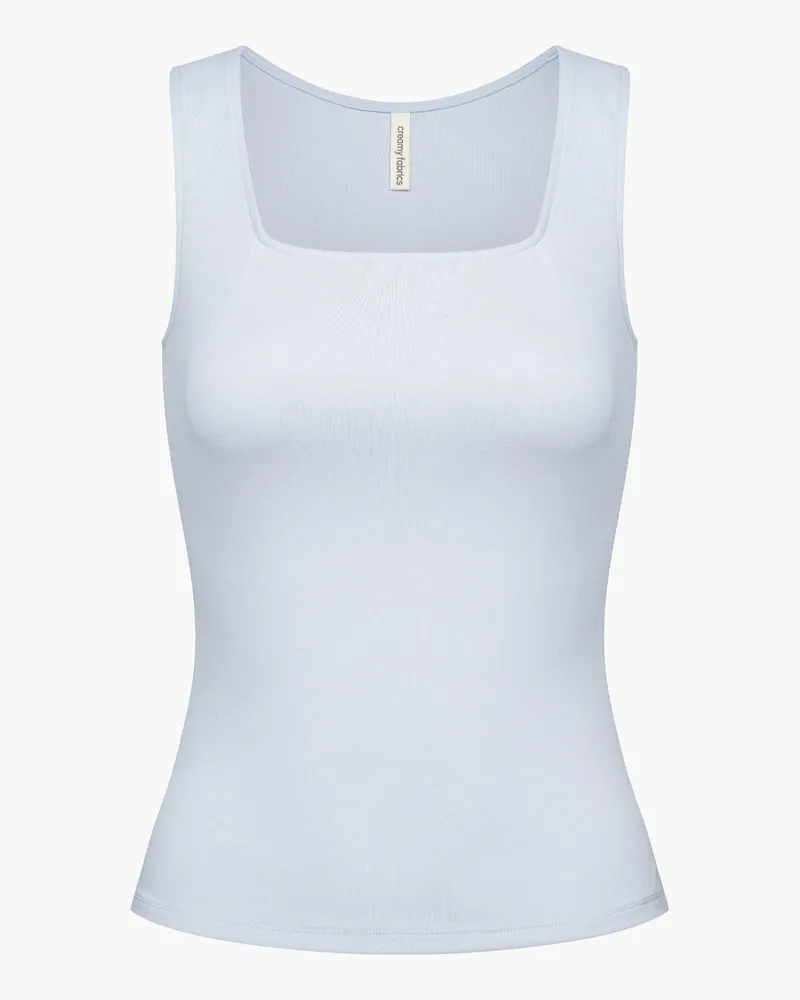 creamy fabrics Cotton Tanktop mit eckigem Ausschnitt - Artic Ice / XS 