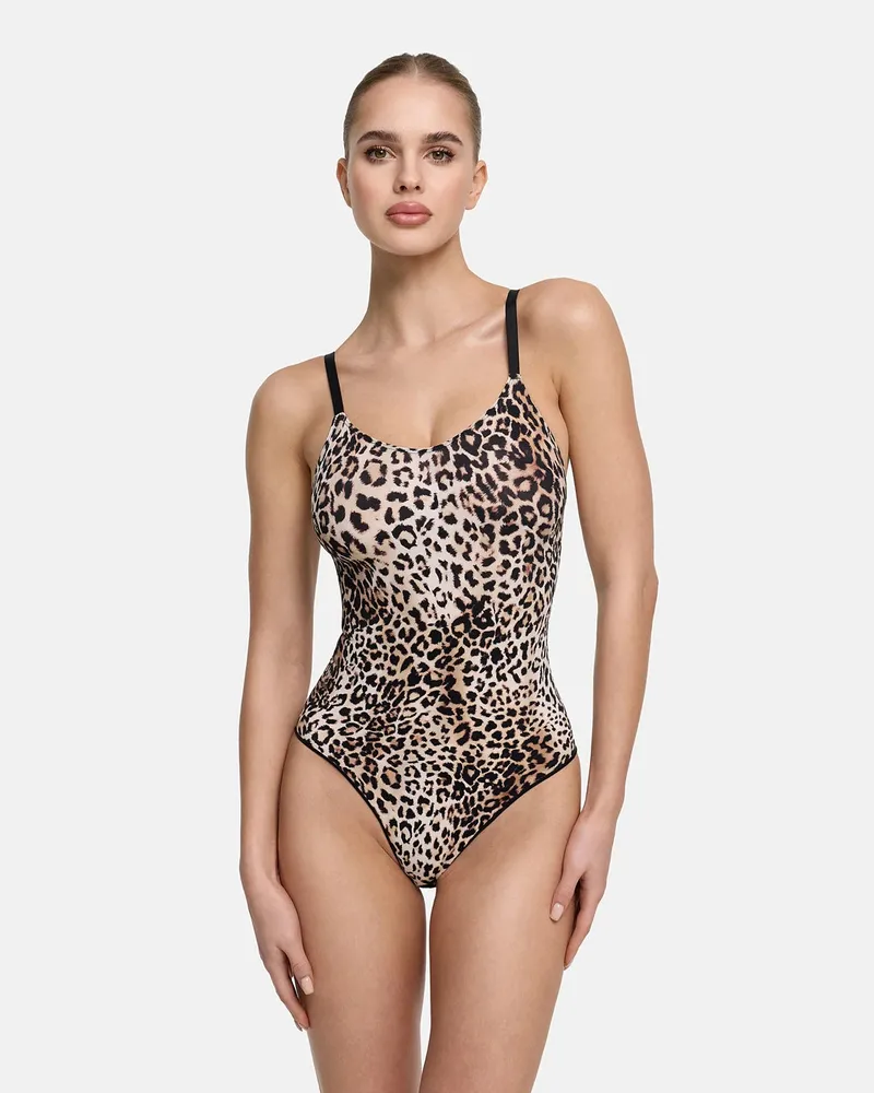 creamy fabrics Bodysuit Sculpting Shapewear mit String - Leopard / 3XL 