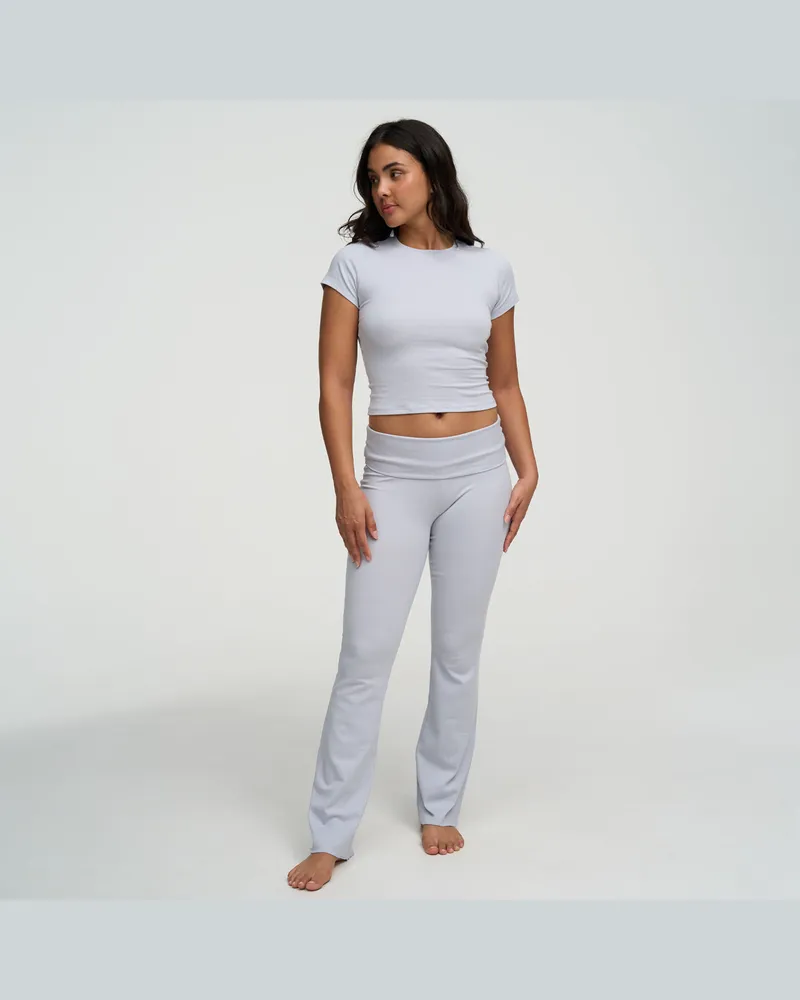 creamy fabrics Cotton Flared Bootcut Leggings - Artic Ice / 2XL 
