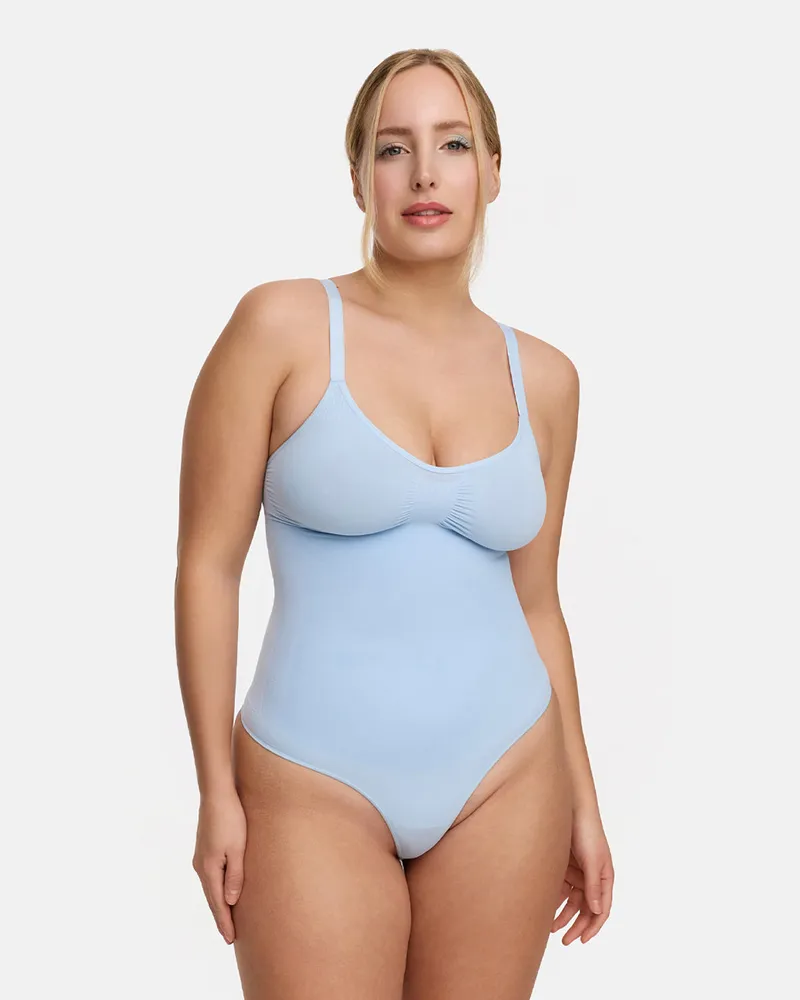 creamy fabrics Bodysuit Sculpting Shapewear mit String (#2) - Baby Blue / XL 