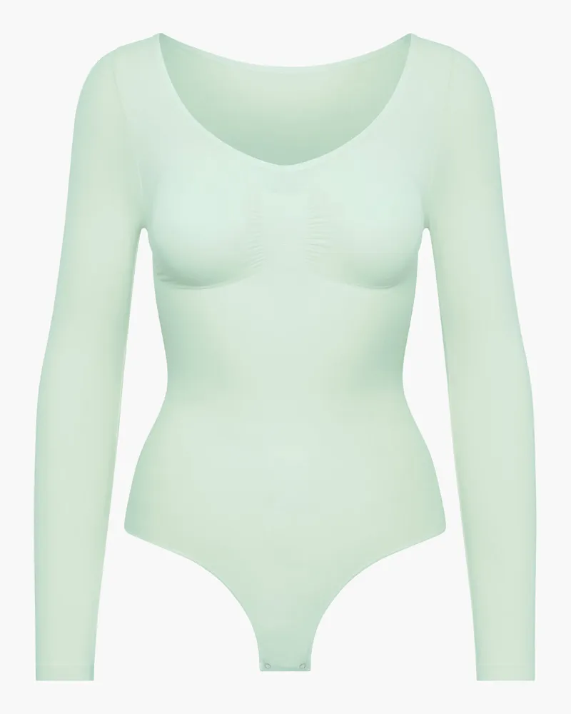 creamy fabrics Bodysuit Sculpting Shapewear Longsleeve mit String - Sage Green / XL 