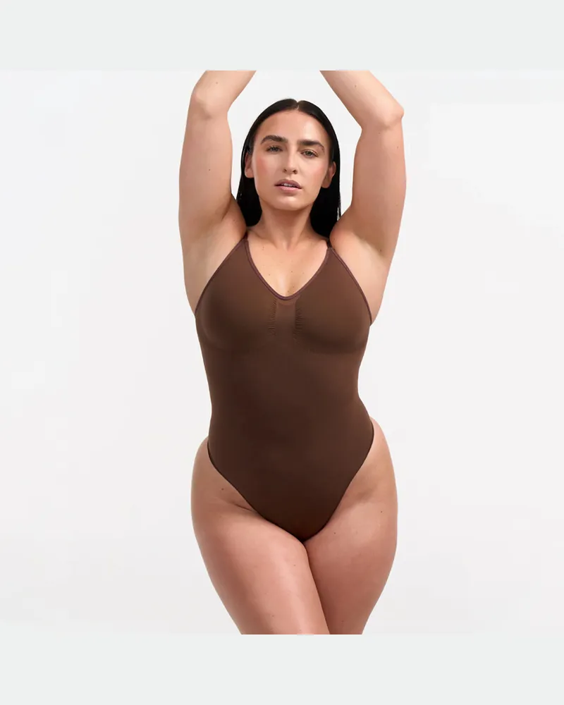 creamy fabrics Bodysuit Sculpting Shapewear mit String - Braun / 5XL 