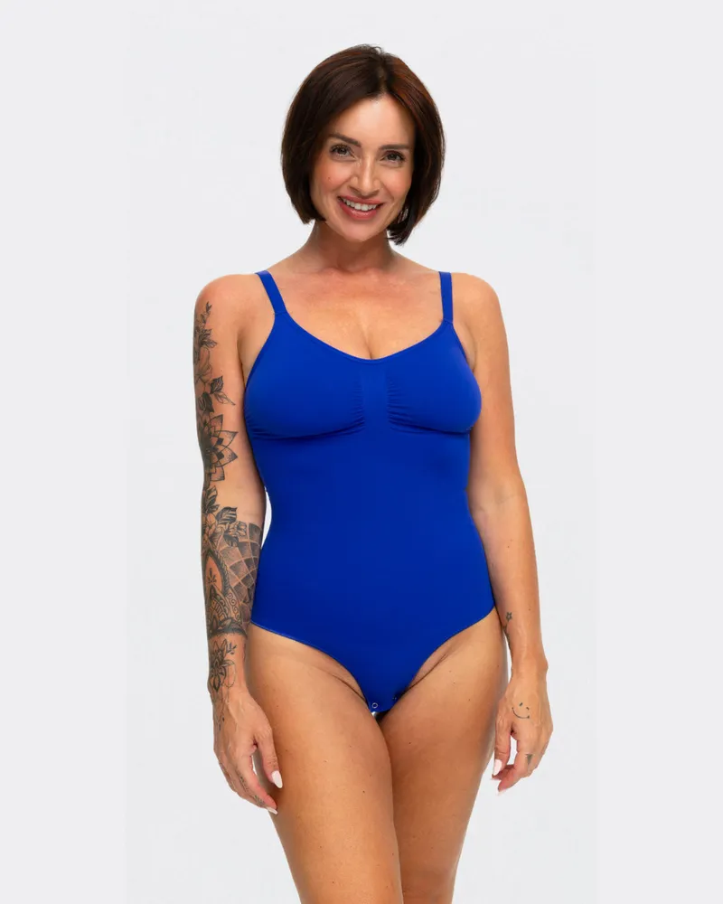 creamy fabrics Bodysuit Sculpting Shapewear mit String - Web Surf Blue / 2XL 