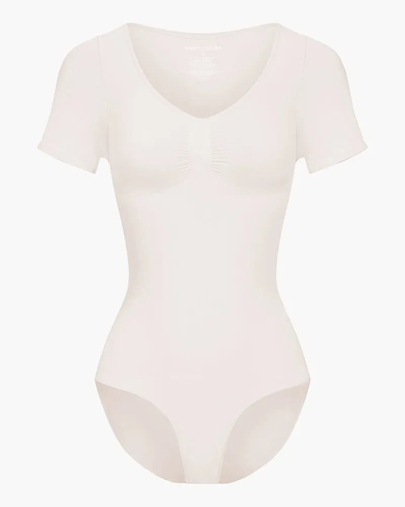 creamy fabrics T-Shirt Bodysuit Sculpting Shapewear mit Slip (#2) - Silver Lake Blue / S 