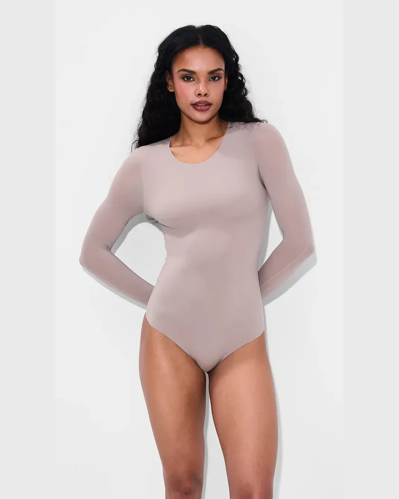 creamy fabrics Crew Neck Longsleeve Bodysuit - Secret Sale - Rose Wood / XL 