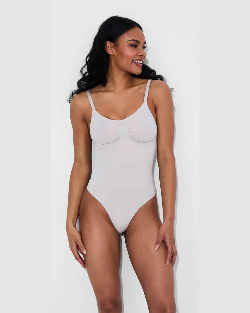 creamy fabrics Bodysuit Sculpting Shapewear mit String - Light Grey / 4XL 