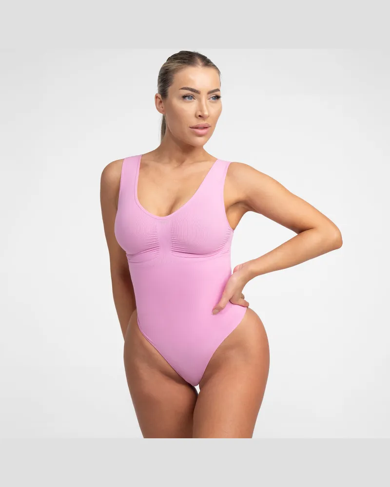 creamy fabrics Tank Bodysuit Sculpting Shapewear mit Slip - Candy Pink / 5XL 