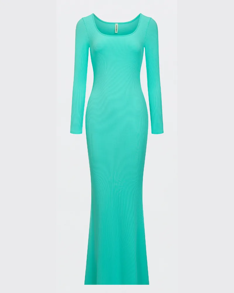 creamy fabrics Ribbed Long Sleeve Maxikleid - Mint / 3XL 