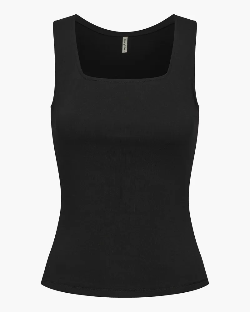 creamy fabrics Cotton Tanktop mit eckigem Ausschnitt - Schwarz / XS 
