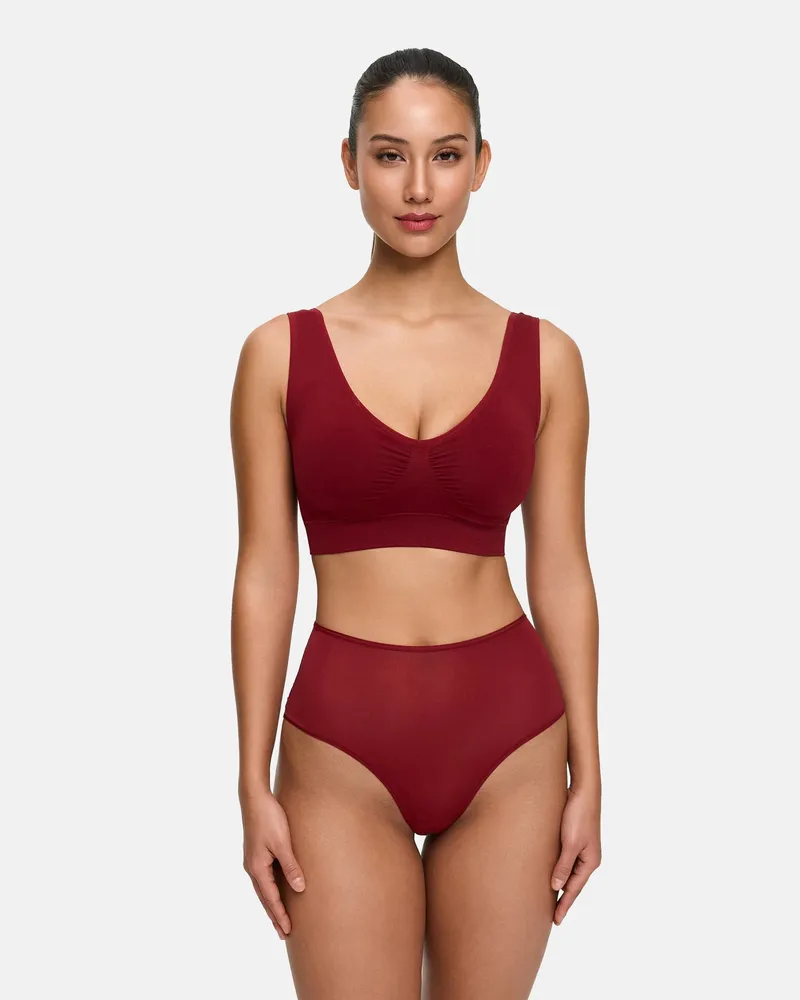 creamy fabrics High-Waist Slip | 3er Pack (#2) - WSV - Wine Red / XL 