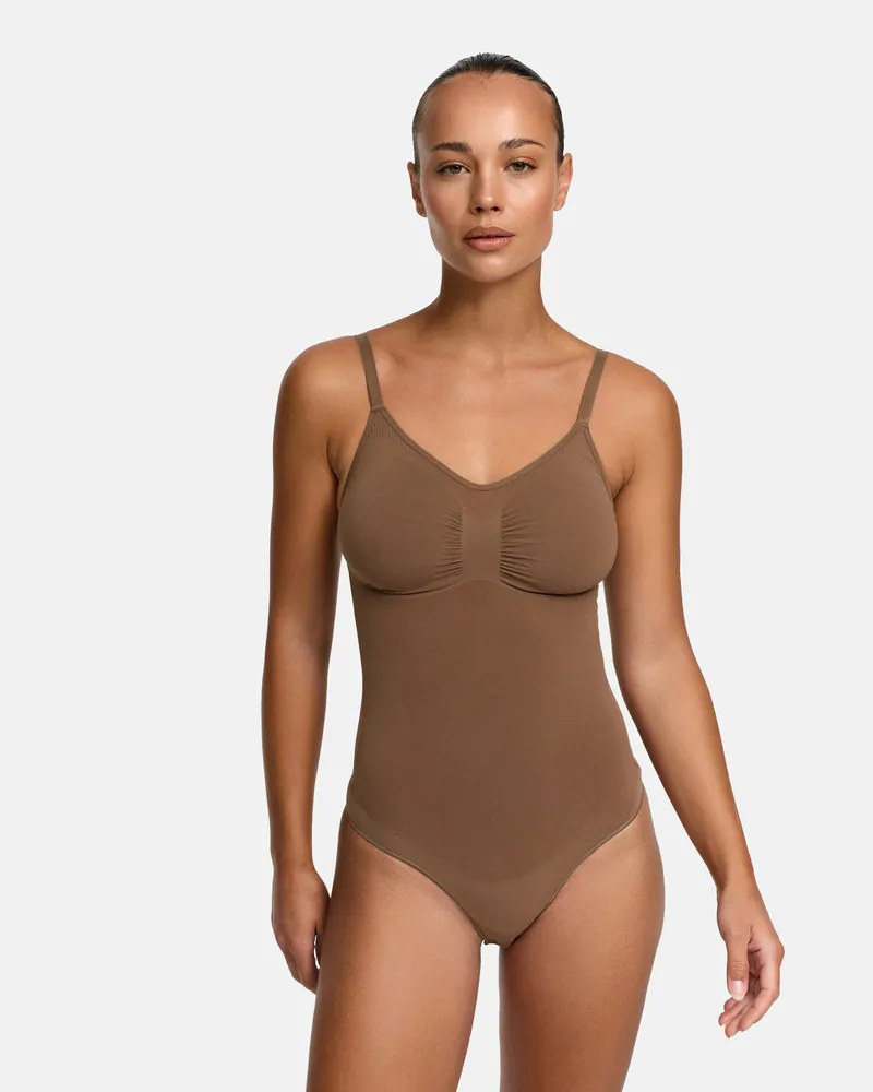 creamy fabrics Bodysuit Sculpting Shapewear mit Slip (#2) - Caramel / XS 