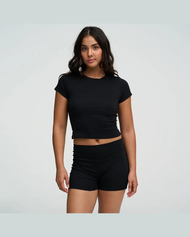 creamy fabrics Cotton High-Waist Shorts - Schwarz / 2XL 