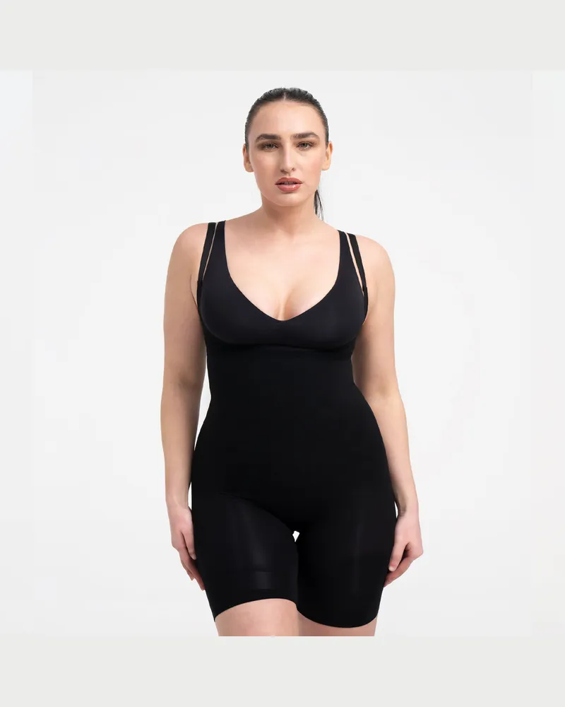creamy fabrics Bodysuit Sculpting Shapewear mit offener Brust - Schwarz / XL 