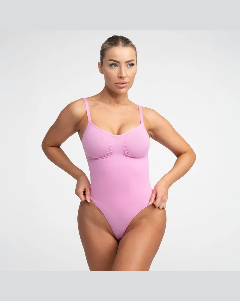 creamy fabrics Bodysuit Sculpting Shapewear mit Slip - Candy Pink / 2XL 