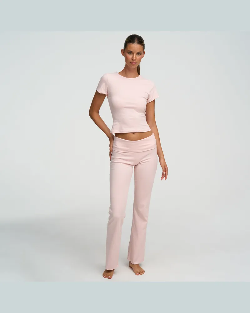 creamy fabrics Cotton Flared Bootcut Leggings - Crystal Pink / XL 