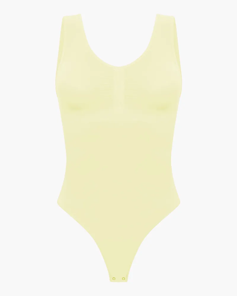 creamy fabrics Tank Bodysuit Sculpting Shapewear mit String - Baby Yellow / M 