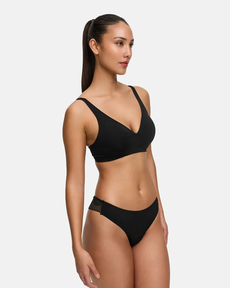 creamy fabrics Tanga mit Spitze - Schwarz / XS 