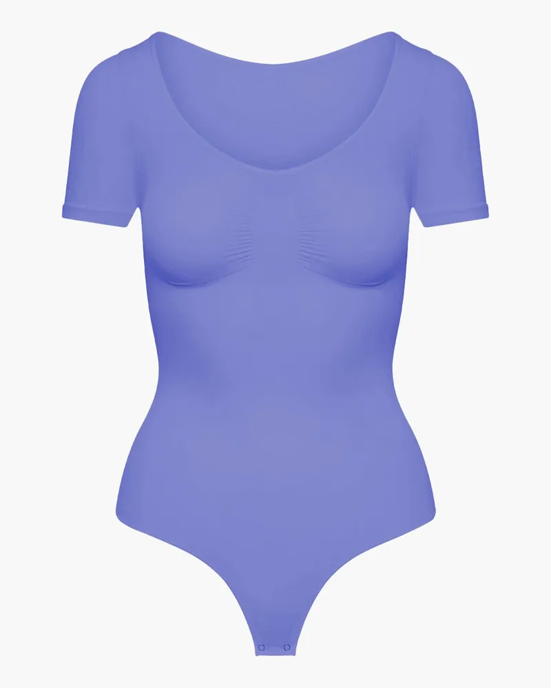 creamy fabrics T-Shirt Bodysuit Sculpting Shapewear mit String (#2) - Soft Violet / XS 