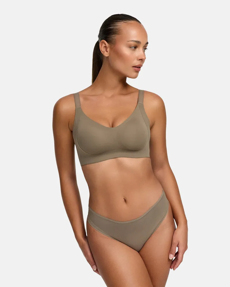 creamy fabrics Seamless Compact Push-Up BH - Taupe / XS 
