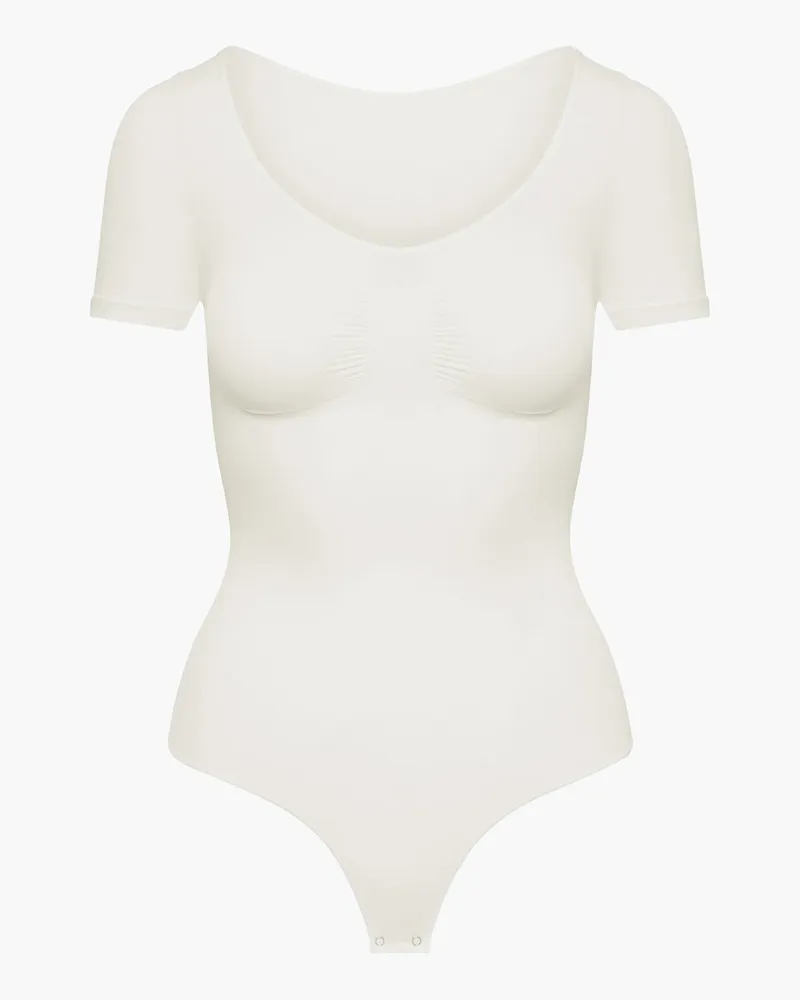 creamy fabrics T-Shirt Bodysuit Sculpting Shapewear mit String - Weiß / XL 