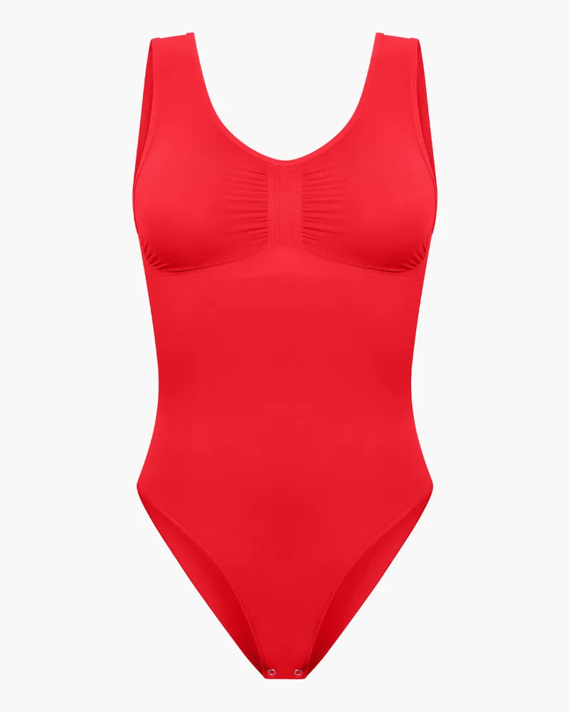 creamy fabrics Tank Bodysuit Sculpting Shapewear mit Slip - Fire Red / XL 
