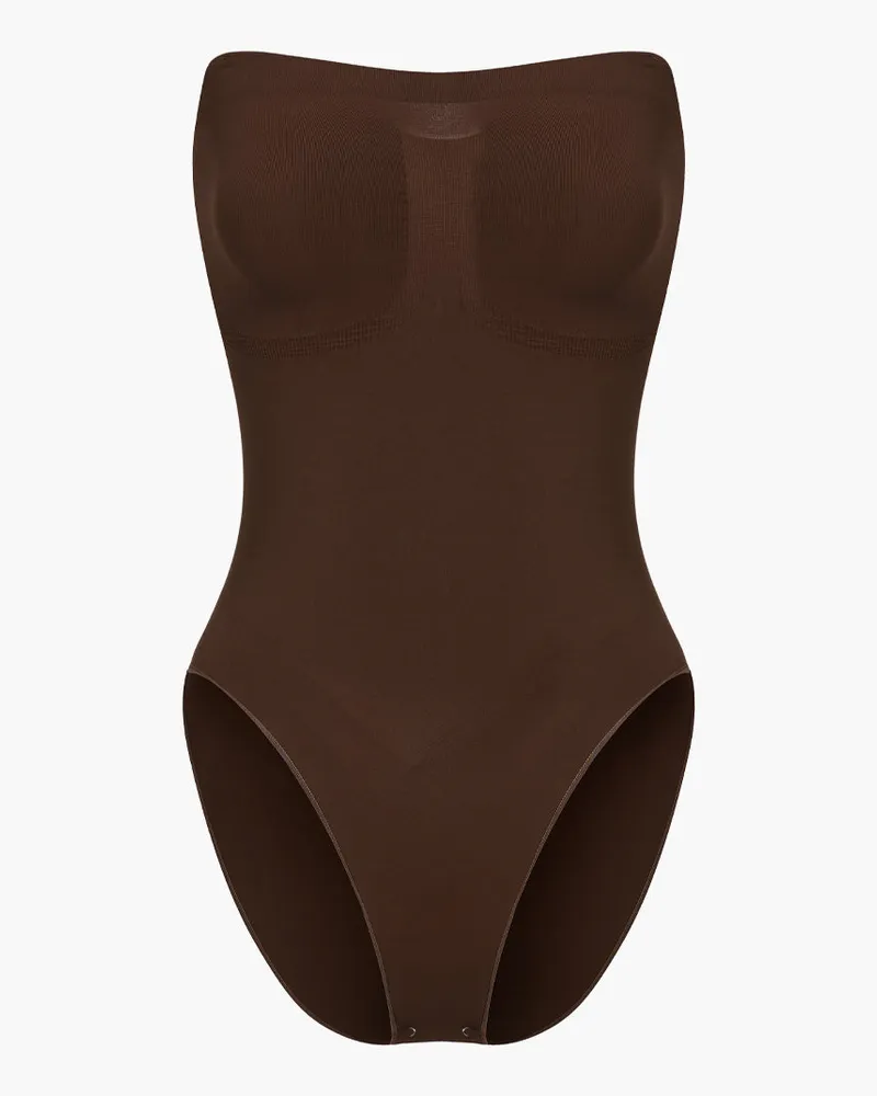 creamy fabrics Trägerloser Bodysuit Sculpting Shapewear mit Slip - Braun / S 