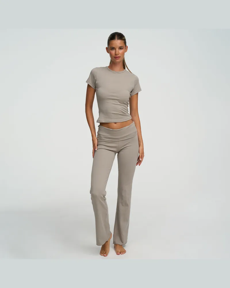 creamy fabrics Cotton Flared Bootcut Leggings - Ash Grey / XL 