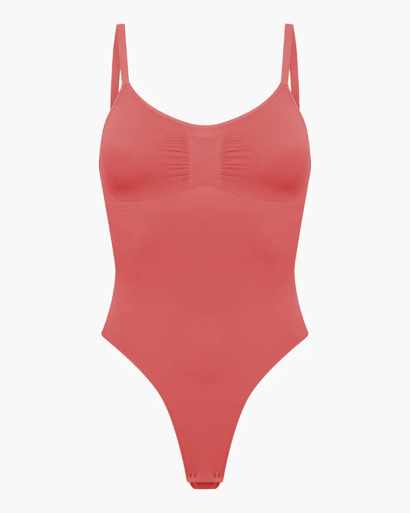 creamy fabrics Bodysuit Sculpting Shapewear mit String (#2) - Coral / XS 