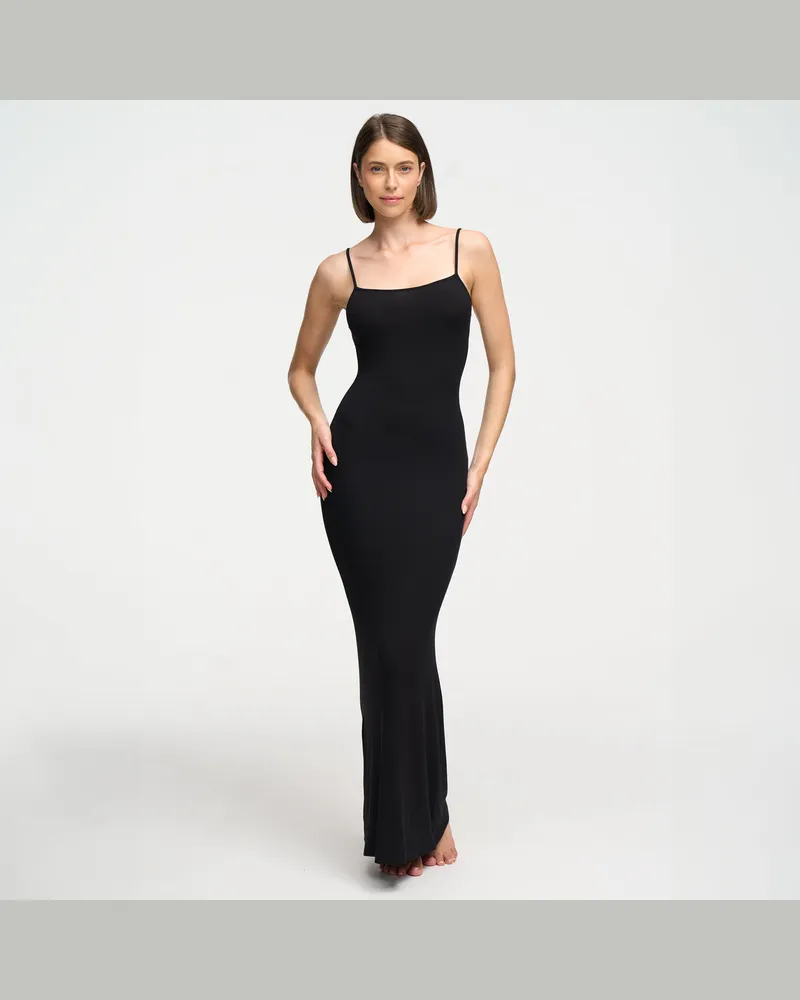creamy fabrics Ribbed Cami Maxikleid - Schwarz / XS 