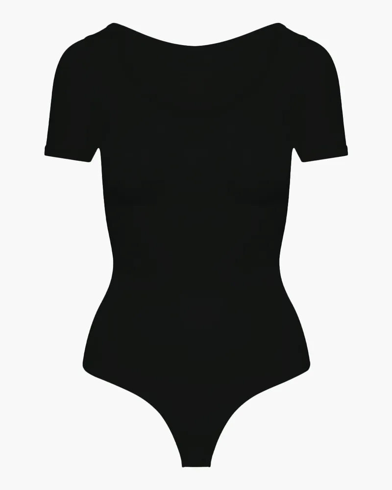 creamy fabrics T-Shirt Bodysuit Sculpting Shapewear mit String - Schwarz / 5XL 