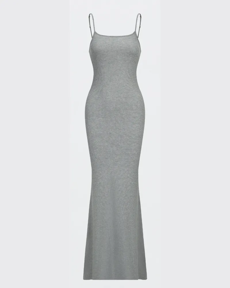 creamy fabrics Ribbed Cami Maxikleid - Grey Melange / 2XL 