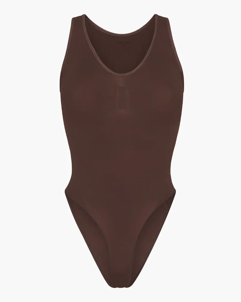 creamy fabrics Tank Bodysuit Sculpting Shapewear mit Slip - Braun / M 