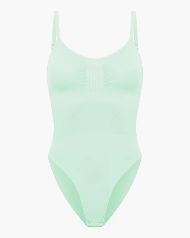 creamy fabrics Bodysuit Sculpting Shapewear mit Slip (#2) - Sage Green / XS 