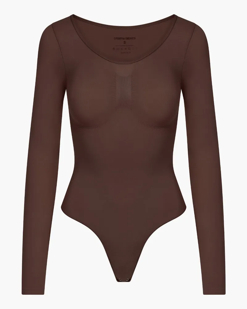 creamy fabrics Bodysuit Sculpting Shapewear Longsleeve mit String - Braun / XL 