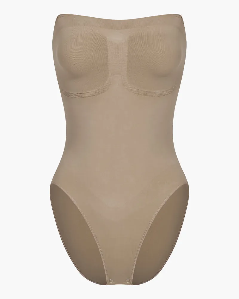 creamy fabrics Trägerloser Bodysuit Sculpting Shapewear mit Slip - Dark Beige / 3XL 