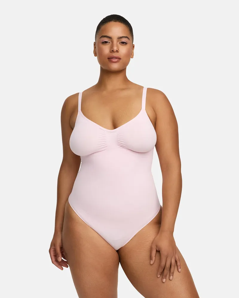creamy fabrics Bodysuit Sculpting Shapewear mit String (#2) - Baby Pink / 5XL 