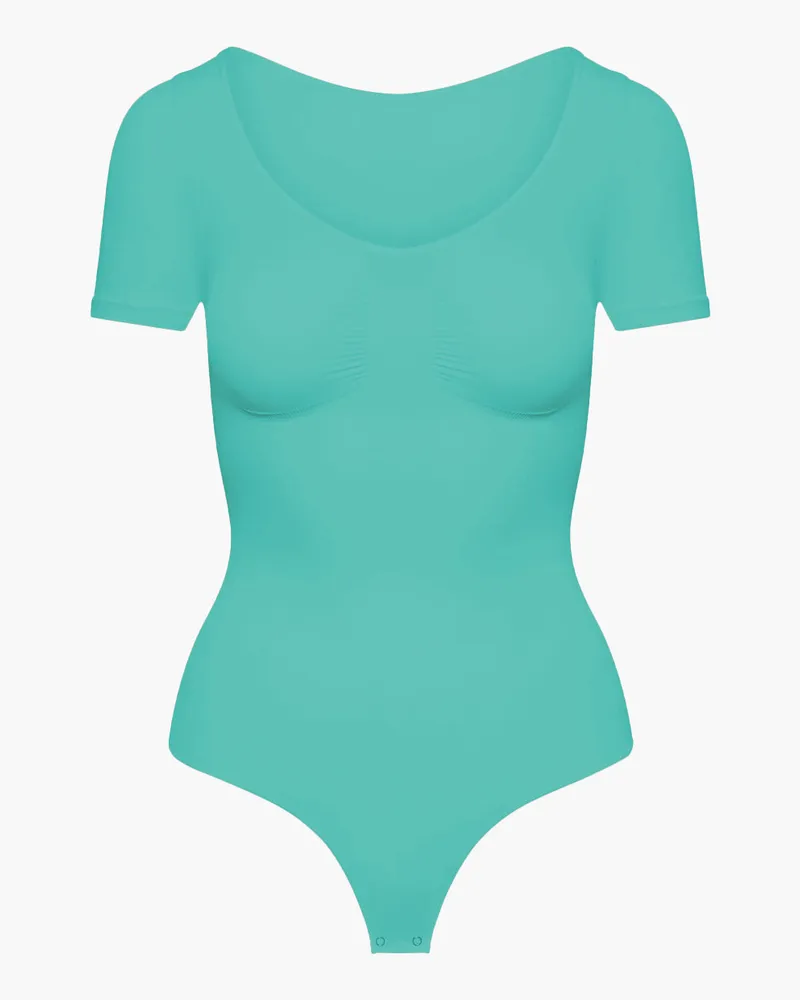creamy fabrics T-Shirt Bodysuit Sculpting Shapewear mit String (#2) - Caramel / 5XL 