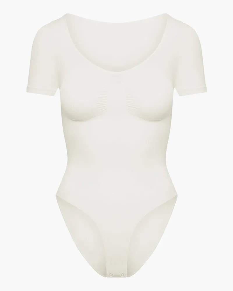 creamy fabrics T-Shirt Bodysuit Sculpting Shapewear mit Slip - Weiß / 2XL 