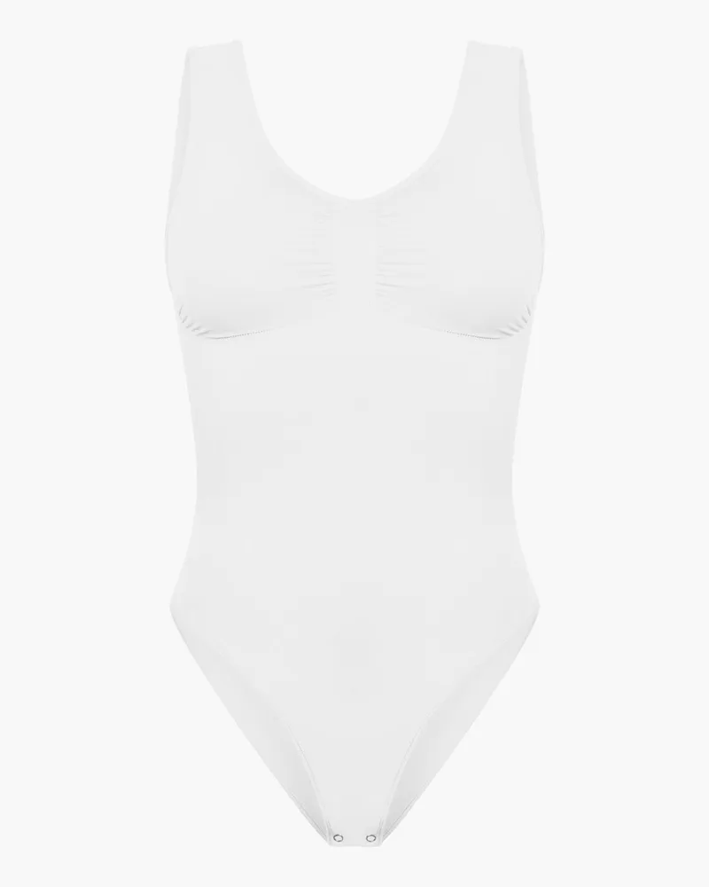 creamy fabrics Tank Bodysuit Sculpting Shapewear mit Slip - Weiß / 3XL 