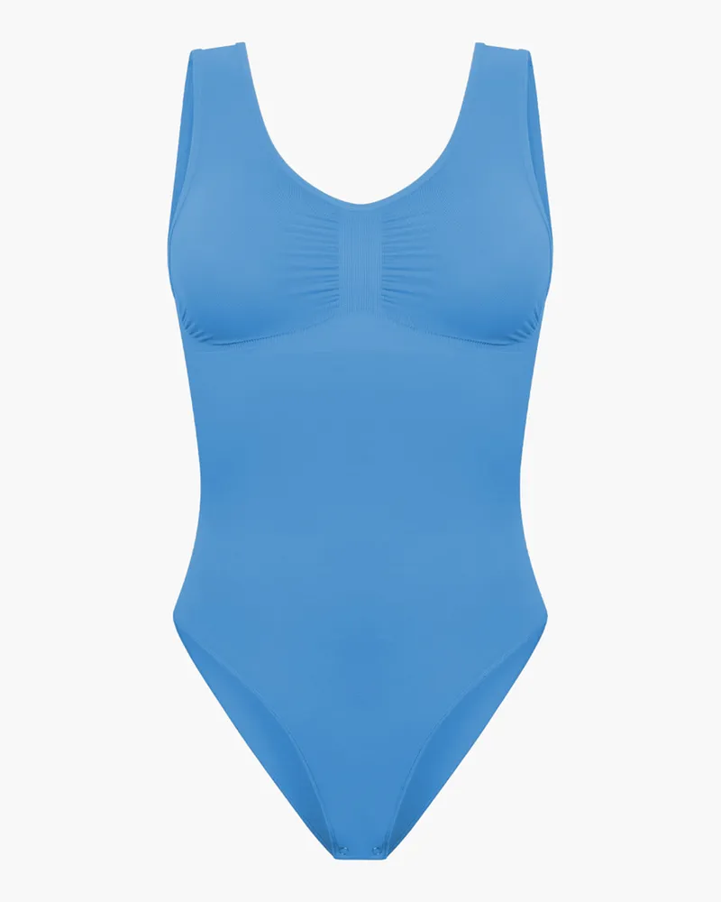 creamy fabrics Tank Bodysuit Sculpting Shapewear mit Slip (#2) - Silver Lake Blue / M 