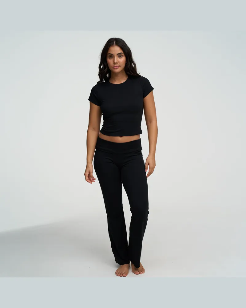 creamy fabrics Cotton Flared Bootcut Leggings - Schwarz / M 