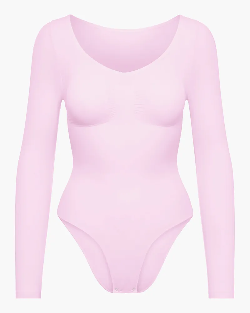 creamy fabrics Bodysuit Sculpting Shapewear Longsleeve mit Slip - Baby Pink / 5XL 