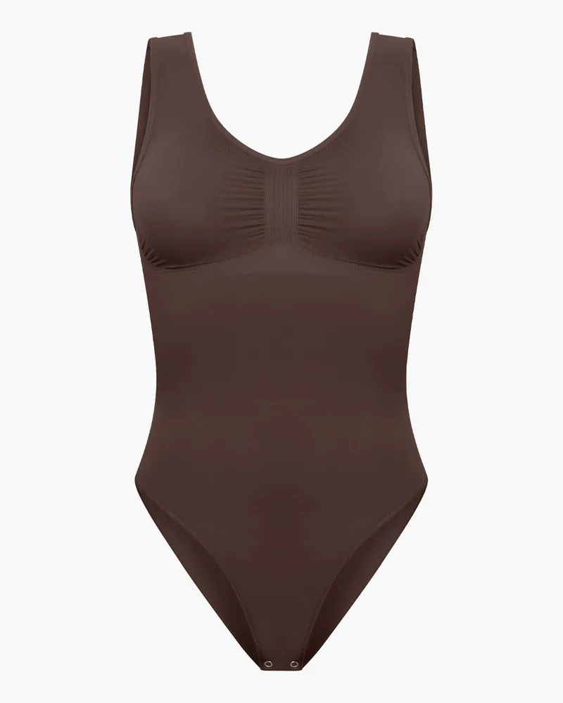 creamy fabrics Tank Bodysuit Sculpting Shapewear mit Slip - Braun / 2XL 