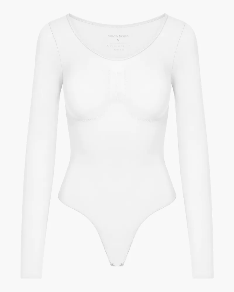 creamy fabrics Bodysuit Sculpting Shapewear Longsleeve mit String - Weiß / 3XL 