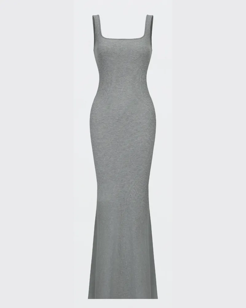 creamy fabrics Ribbed Tank Top Maxikleid - Grey Melange / XL 