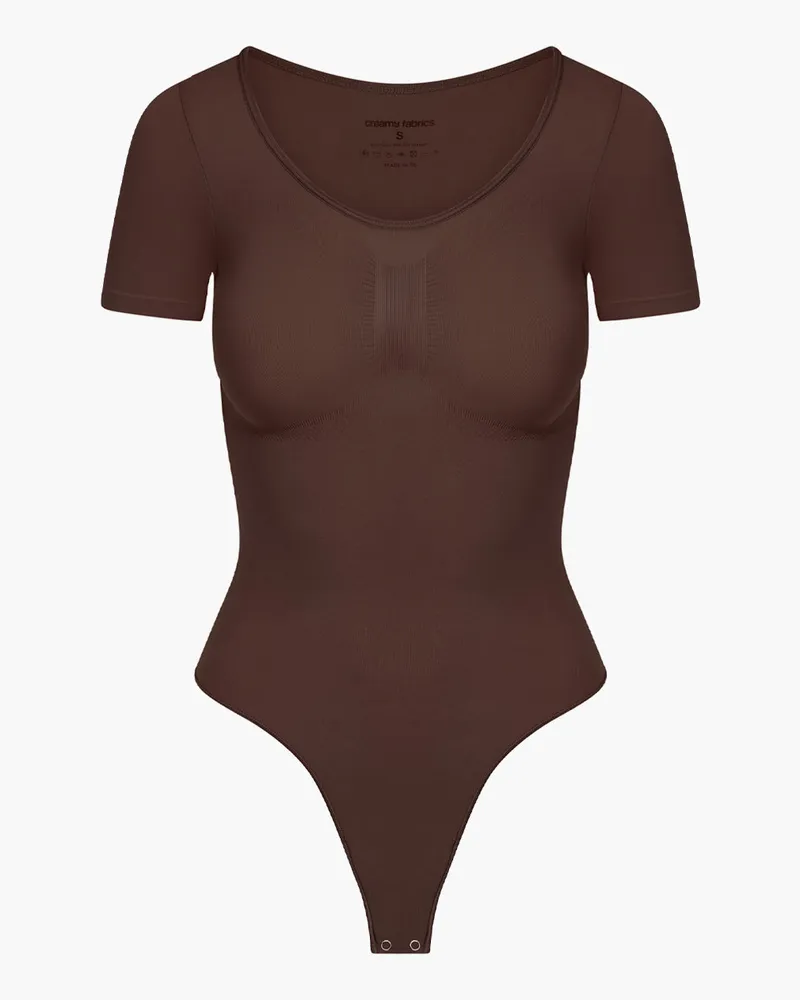 creamy fabrics Bodysuit Sculpting Shapewear T-Shirt mit String - Braun / S 