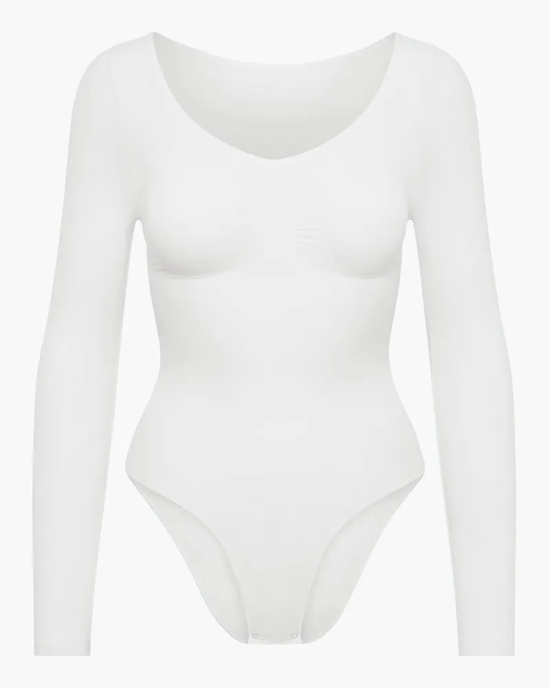 creamy fabrics Bodysuit Sculpting Shapewear Longsleeve mit Slip - Weiß / S 