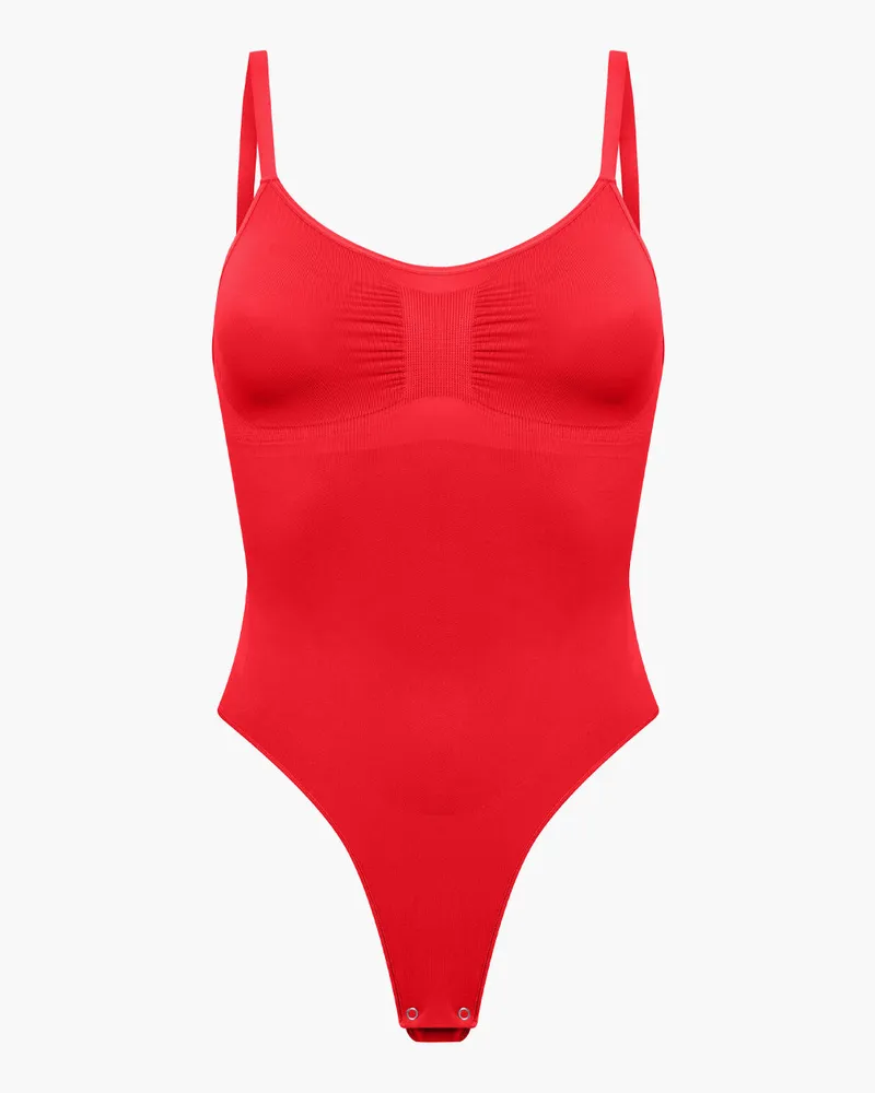 creamy fabrics Bodysuit Sculpting Shapewear mit String - Fire Red / 4XL 