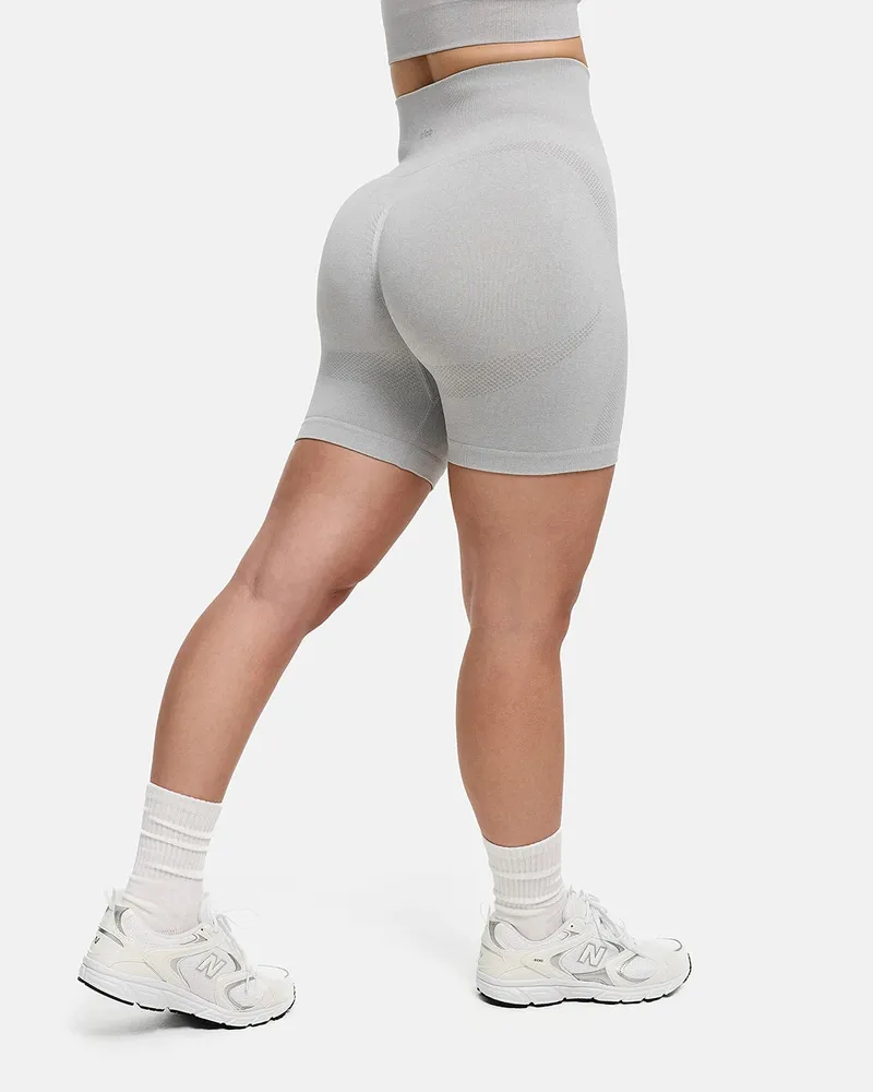 creamy fabrics ContourLift High-Waist Scrunch Shorts - Light Grey Melange / XS 