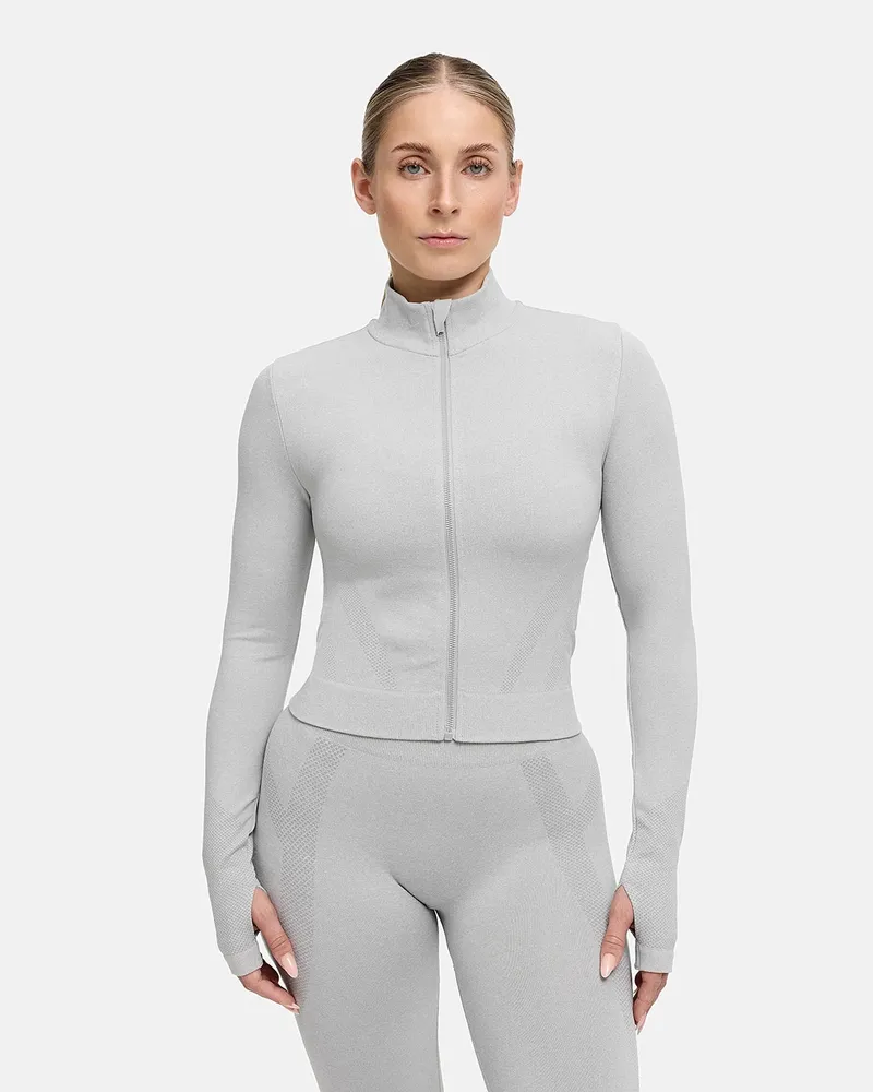 creamy fabrics Seamless Zip Jacke - Light Grey Melange / L 